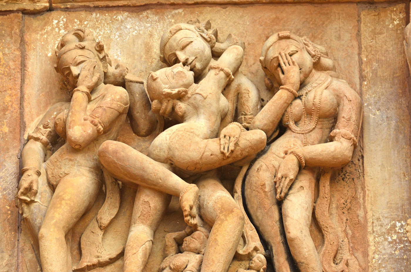 Erotic Sculptures Of Khajuraho, Madhya Pradesh, India Photographic Print